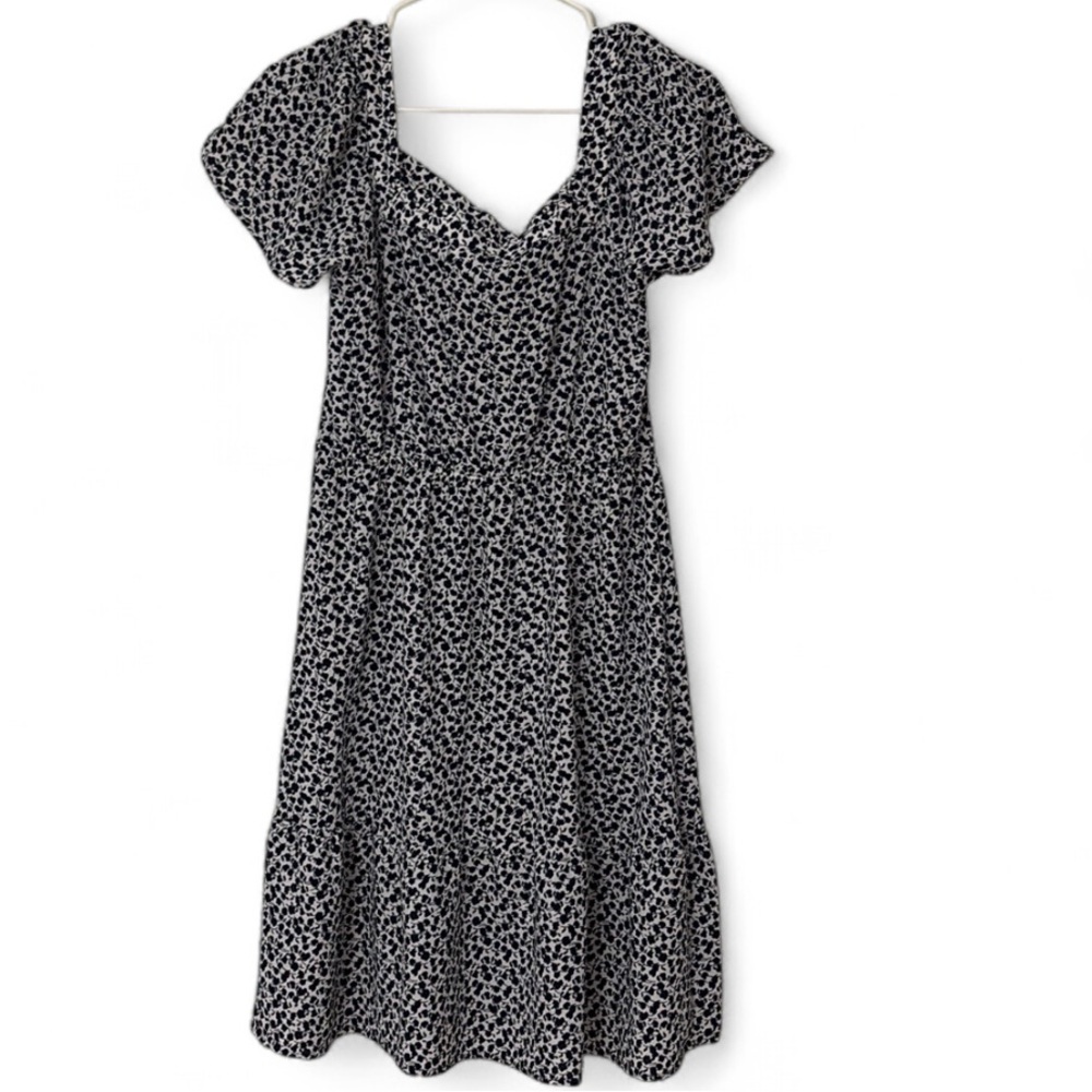 Monteau Navy and White Patterned fall dress